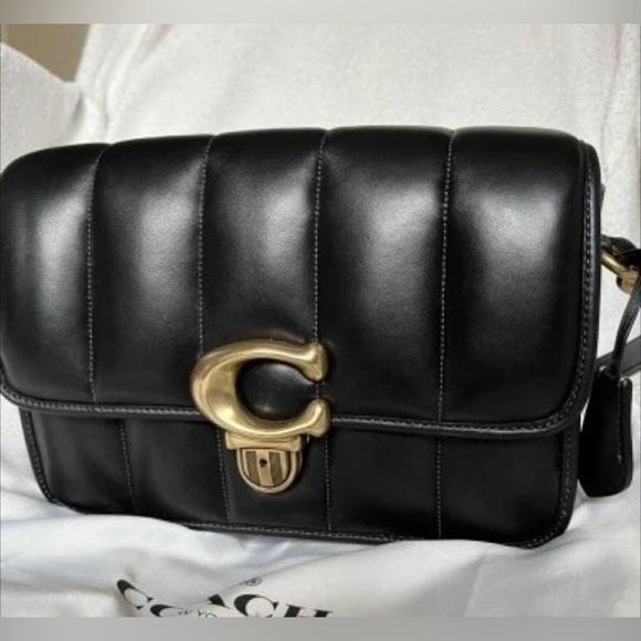 Coach Black Quilted Studio Nappa Leather Shoulder Bag & Cherry Charm - Picture 2 of 11